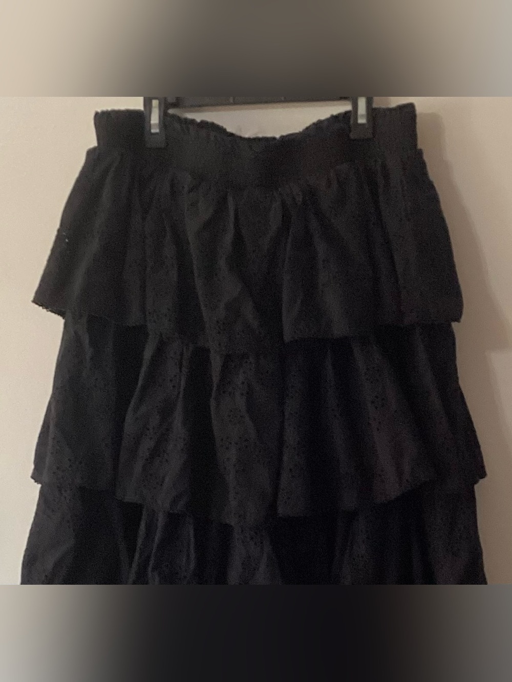 Hill House The Eyelet Noemi Skirt - Long Black Ruffle Skirt - Size XXL- Cotton - Picture 9 of 10